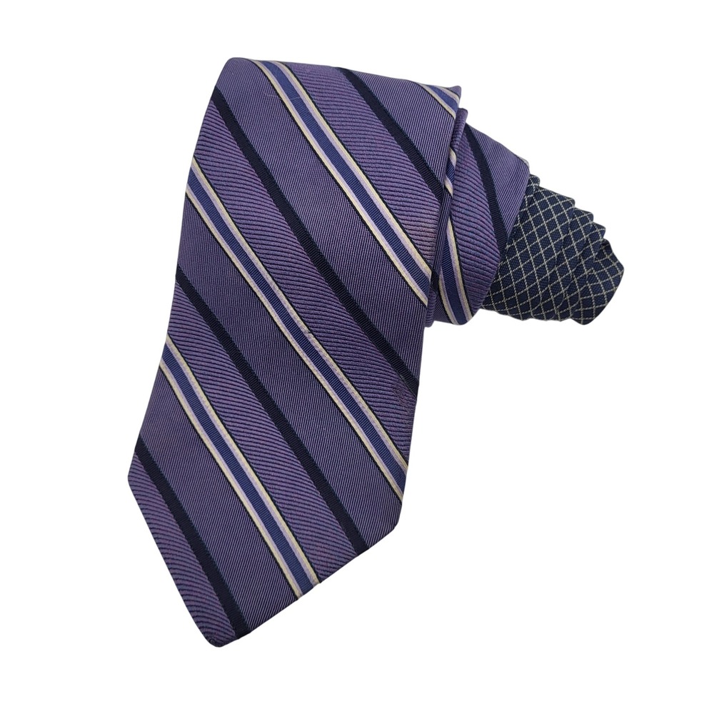 VTG Tommy Hilfiger Silk Repp Tie Purple Stripe Preppy‎ Ivy League USA Club